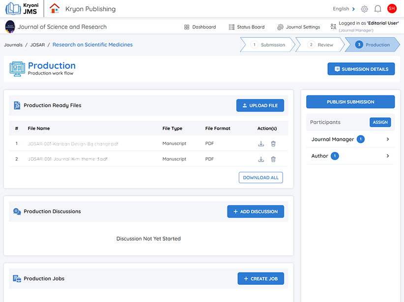 Visual representation of efficient production management steps enhancing workflow in Kryoni JMS. 